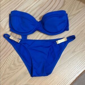 Blue Bikini with Gold Accents